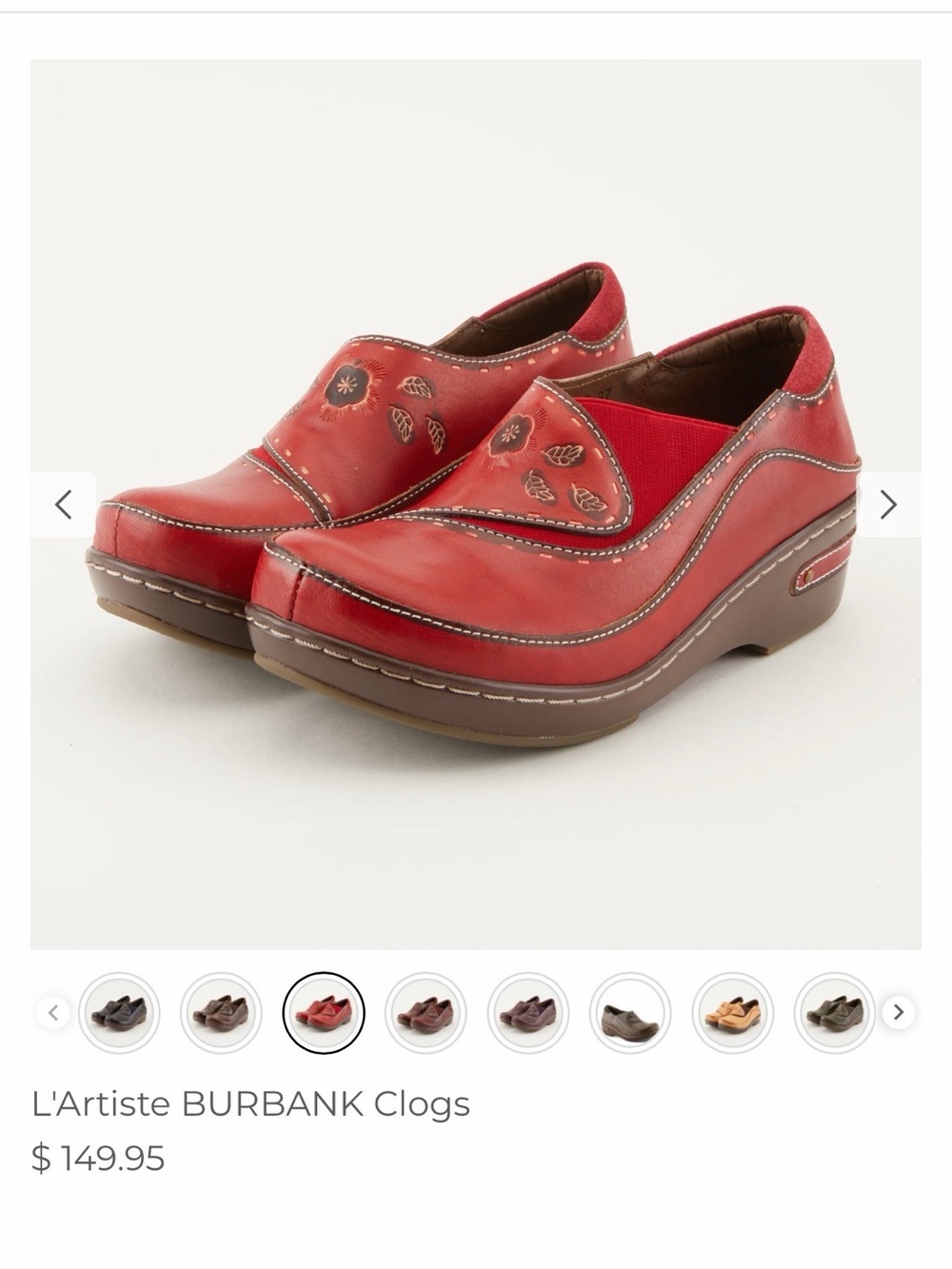 L'ATISTE Burbank Red Slip-On Leather Clogs